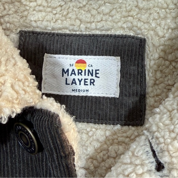 MARINE LAYER Boise Cord Sherpa Trucker Jacket in Major Brown Barn Coat Men’s M - Picture 9 of 16